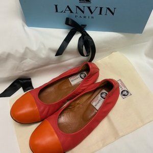 Lanvin Paris Captoe Ballet Orange/Coral Flats